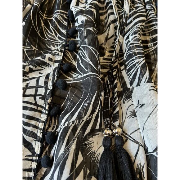 sheer Beach Pants Cover Up Black Metallic Tassels BOHO Fairy Sheer Whimsigoth - Picture 4 of 16